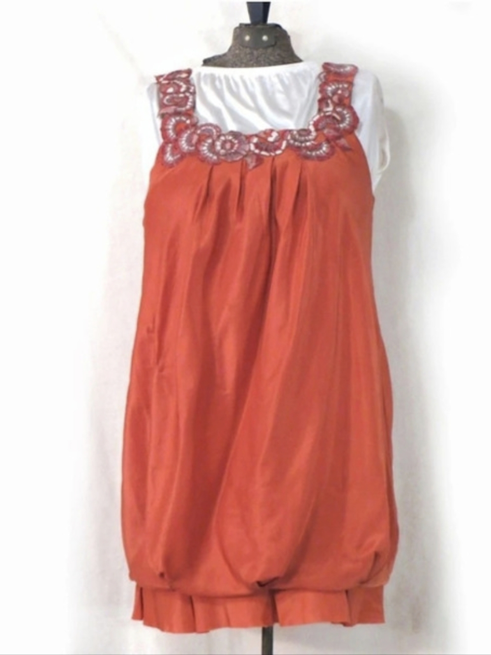 BCBGMAXAZRIA Embellished Mini Dress in Orange Size Small
